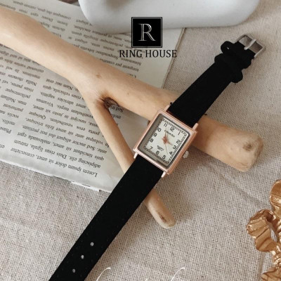 (Có sẵn)(Tặng Hộp+Pin) Đồng Hồ Nữ Doukou Ulzzang Mặt Vuông Nhỏ Dây Da Nhiều Màu Cao Cấp Đẹp Rẻ Ring House