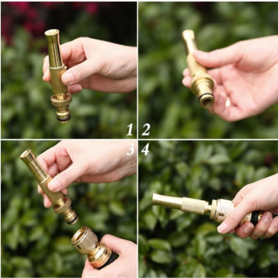 Bộ dây vòi xịt nước rửa xe, tưới cây . tăng áp 3 lần, loại 15m 206587 đầu đồng, cút đồng, + tặng mở chai