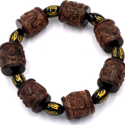 Vòng tay chuỗi hạt trụ rồng gỗ đàn hương TRNT20