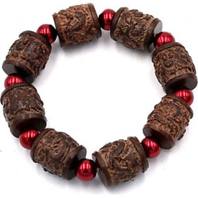 Vòng tay chuỗi hạt trụ rồng gỗ đàn hương TRNT13