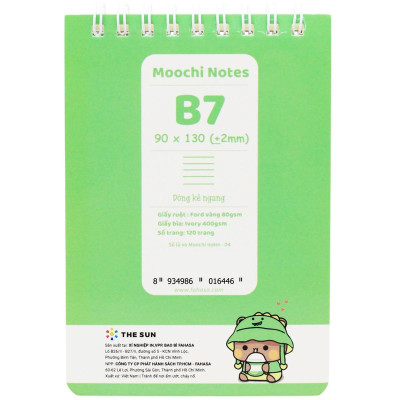 Sổ Lò Xo Moochi Notes B7 - Kẻ Ngang - 120 Trang 80gsm - The Sun 04