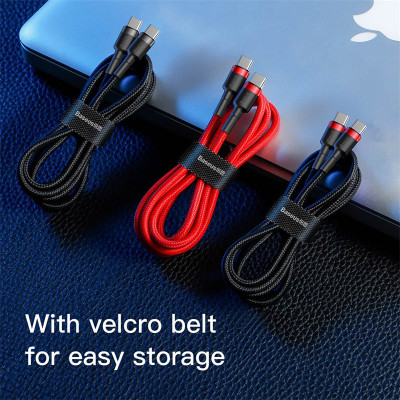 Dây cáp sạc nhanh Type-C dài 2M hiệu Baseus Cafule Type C to Type C PD truyền data tốc độ cao  cho Smartphone / Tablet / Macbook / Laptop Type C Samsung Huawei Oppo Xiaomi Vsmart (3A, 60W, Sạc nhanh PD, Sạc nhanh QC 4.0 Quick Charge) - Hàng nhập khẩu