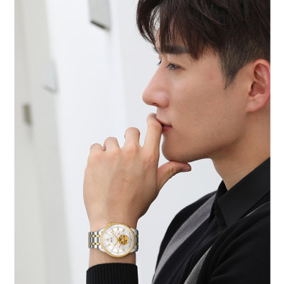 Đồng hồ nam chính hãng IW Carnival IW613G-2,Kính sapphire chống xước,Chống nước 50m,BH 24 tháng,Máy Cơ Automatic nhật bản,dây thép không gỉ 316L,mặt trắng dây trắng vàng lộ cơ 