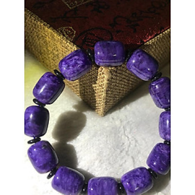 CHIẾC VÒNG TAY ĐÁ MẮT RỒNG TÍM ĐẬM VIÊN DÀI ĐẬM TRÒN VÂN ĐÁ RẤT ĐẸP ĐÁ TỰ NHIÊN 14mm NAM MỆNH HOẢ VÀ THỔ ĐEO HỢP TUỔI