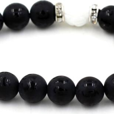 Vòng tay chuỗi hạt thạch anh đen khắc Phật chú 10 ly MSA110 (10cm)