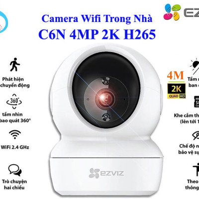 Camera Wifi EZVIZ C6N 4M độ phân giải 2K, quay quét 360 độ, đàm thoại 2 chiều - Hàng chính hãng