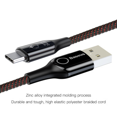 Dây Cáp sạc Type-C tự ngắt Baseus C Shape Light (2.4A, LED, Intelligent power-off) -  Hàng chính hãng