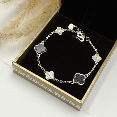 Lắc Tay Bạc 925 Cỏ 4 Lá Mix Màu BẠC HIỂU MINH LTU623