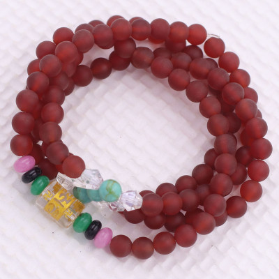 [Mệnh Hỏa, Thổ] Bộ Vòng Chuỗi, Tràng Hạt 108 Hạt 6 Ly Đá Thạch Anh Đỏ Mờ Charm Lục Tự Chân Ngôn - Tràng Chuỗi Niệm Phật - An Yên - Thịnh Vượng - May Mắn - Tài Lộc