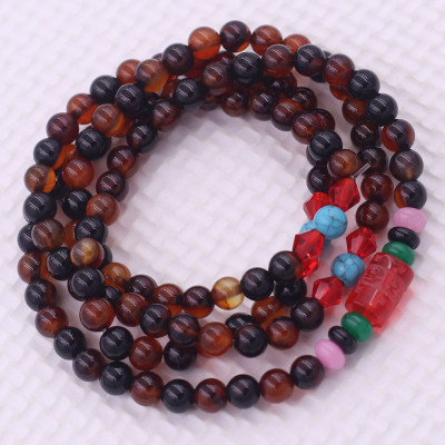 Vòng chuỗi 108 hạt đá thạch anh nâu charm lục tự kim ngôn - hạt 8 ly ( size lớn ), vòng chuỗi niệm Phật, vòng chuỗi đeo tay