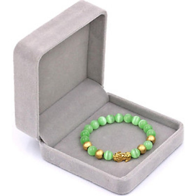 Chuỗi đeo tay đá mắt mèo xanh lá 8 ly - cẩn Tỳ Hưu inox vàng VMEXLTHVB8 + hộp nhung - hợp mệnh Mộc, mệnh Hỏa