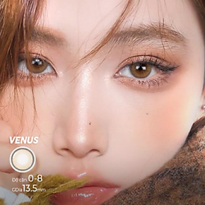 Lens nâu tây có cận 0-8 Venus hiệu Angel Eyes - Dòng kính áp tròng nâu Silicone Hydrogel cao cấp Hàn Quốc Dia 14.0