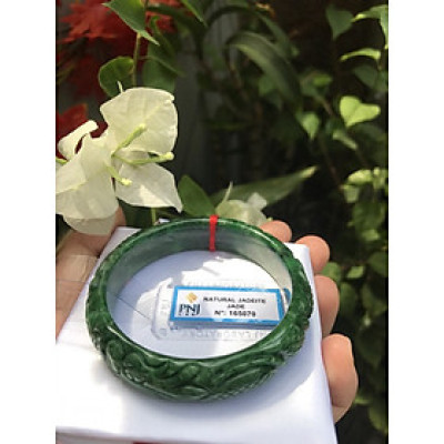 VÒNG TAY  Nữ TRẠM RỒNG VIP 53mm bản cao 14mm độ dầy vòng 7,2mm XANH ĐẬM ĐÃ KIỂM ĐỊNH P No 165070 CHẤT LIỆU 100% ĐÁ TỰ NHIÊN ĐẸP phù hợp các Chị mệnh thủy môc hỏa 53kg đến 60kg đeo ạ