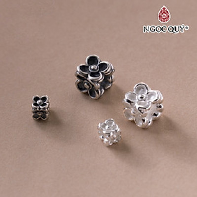 Charm bạc chặn hạt hình hoa 4 cánh - Ngọc Quý Gemstones
