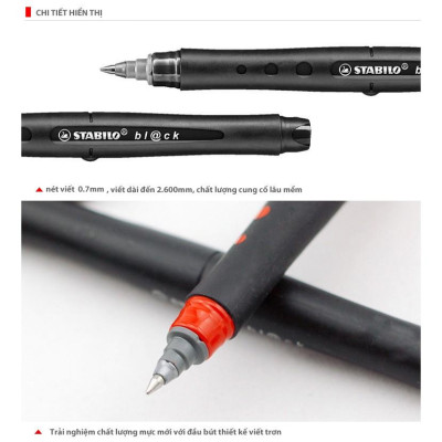 Hộp 10 Bút bi ký STABILO bl@ck F 0.7mm (BLKF/10) - Đỏ
