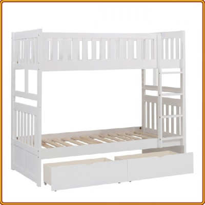 Giường 3 tầng Tundo màu trắng cầu thang treo 1m2