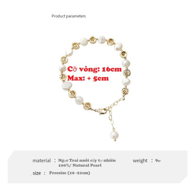 Vòng Tay Ngọc Trai Thật, Phối bánh xe mạ vàng 18K, Kèm bản Photocopy giấy kiểm định tại SJC