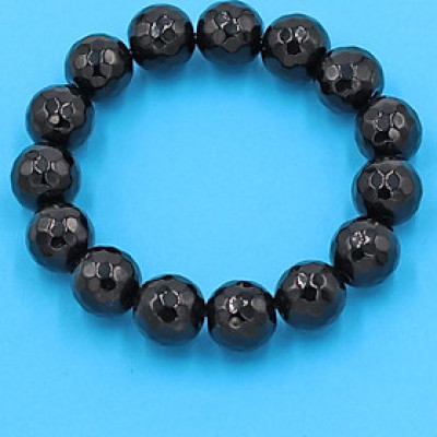 Chuỗi đeo tay phong thủy - thạch anh đen cắt giác 14 ly 15 hạt - hợp mệnh Thủy, mệnh Mộc