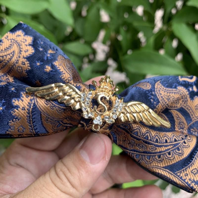 Nơ cổ nam cao cấp dành cho chú rể -Mc Nơ silk đính cánh thiên thần Giangpkc 4/2021