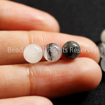 5.5-6MM Đá TA Tóc Đen Tự Nhiên A, Phối Vòng Tay Phong Thuỷ, Chuỗi Hạt, Trang Sức, Thủy, Mộc S50 - Bead Art