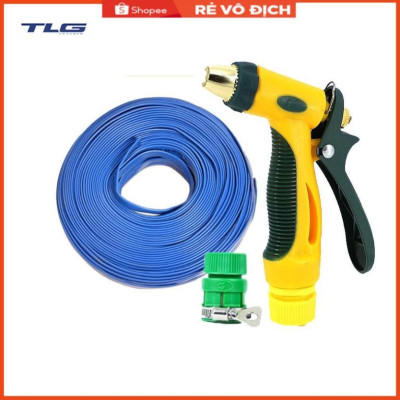 Bộ dây vòi xịt nước rửa xe,tưới cây tăng áp 3 lần 15M( nối nhựa xanh) 206317