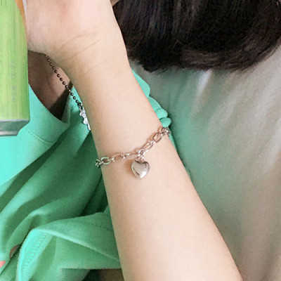 Lắc tay vòng tay trái tim chain đơn giản cá tính nam nữ