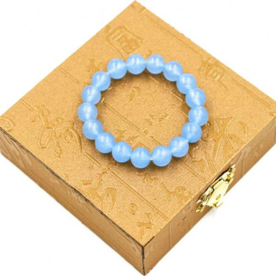 Vòng tay chuỗi hạt đá mắt mèo 12 ly 17 hạt kèm hộp gỗ