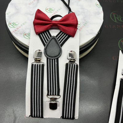 Combo Dây đai chữ Y bé kèm nơ cổ đỏ đô trai - gái 1-6 tuổi Giangpkc