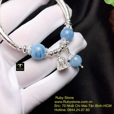 Lắc bạc đá aquamarin xinh yêu cho nàng