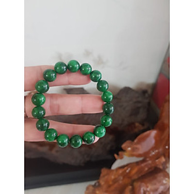 Vòng cẩm thạch xanh đậm rẻ đẹp  Nữ mạng mộc mạng hỏa mạng thủy ạ  Size vòng 10mm nữ đeo lên tay màu xanh hy vọng tươi sáng đẹp ạ