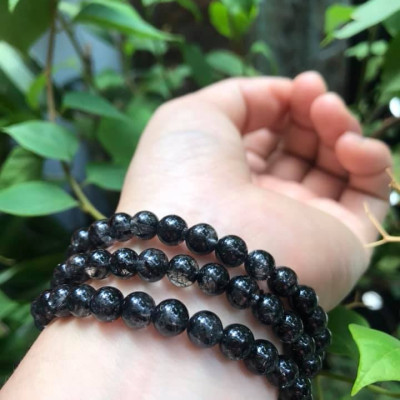 Vòng tay phong thủy Thạch Anh Tóc Đen Tự Nhiên VIP  Vòng size 6,8mm đẹp quấn 3 vòng tay kiểu bóng tay đẹp xinh  Hợp Nữ mệnh thủy mệnh mộc ạ