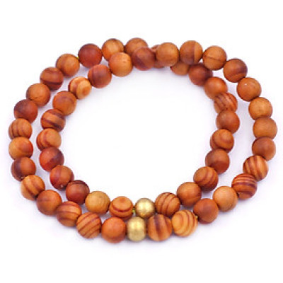 Vòng Chuỗi Đôi 6 Ly Gỗ Huyết Rồng Charm Bi Inox VGHRHBD