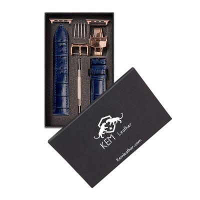 Dây Đồng Hồ Thay Thế Dành Cho Apple Watch 48 Ultra 45/44/42mm - 41/40/38mm, Chất Liệu Da Cá Sấu Cao Cấp Màu Xanh Navy Tương Thích Các Phiên Bản Series 8/7/6/5/4/3/2/1/SE Bảo Hành 12 Tháng