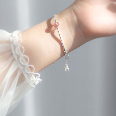 Vòng tay bạc một hạt đá charm tháp Eiffel  mệnh hỏa, thổ - Ngọc Quý Gemstones