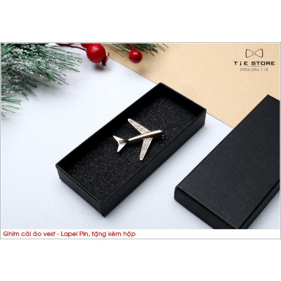 Ghim cài áo máy bay đính đá cao cấp - ghim cài vest cưới Tien Nguyen