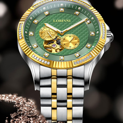 Đồng hồ nam chính hãng LOBINNI L19006-1 Kính sapphire,chống xước,Chống nước,BH 24 tháng,Máy cơ (Automatic) ,dây da xịn