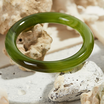 Vòng tay mã não xanh thiên nhiên bản tròn dày 10mm - Ngọc Qúy Gemstones