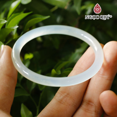 Vòng tay chalcedony thiên thanh bản tròn (bản 6-7mm) - Ngọc Quý Gemstones