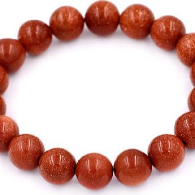 Vòng tay chuỗi hạt Đá Kim Sa Nâu 10 ly 18 hạt - hợp mệnh Kim, mệnh Thổ