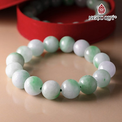 Vòng tay cẩm thạch xanh lý hạt 13mm mệnh mộc hỏa - Ngọc Qúy Gemstones