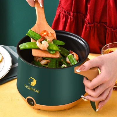 Nồi điện mini 2 tầng LISHIDAI cho 1-2 người ăn - Chiên, xào, luộc, nấu cơm tặng kèm khay hấp inox (LIS03)