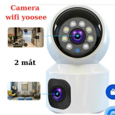 CAMERA IP WIFI YOOSEE 2304 - Hàng Nhập Khẩu - 2 MẮT 2 KHUNG HÌNH TRONG NHÀ (HIỆN 2 MÀN HÌNH ) , LED CHIẾU SÁNG , 