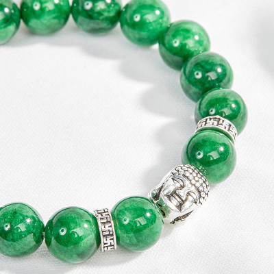 Vòng tay đá thiên nhiên phóng charm phật bạc size hạt 10mm - Ngọc Quý Gemstones