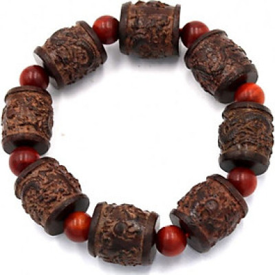 Vòng tay chuỗi hạt trụ rồng gỗ đàn hương TRNT12