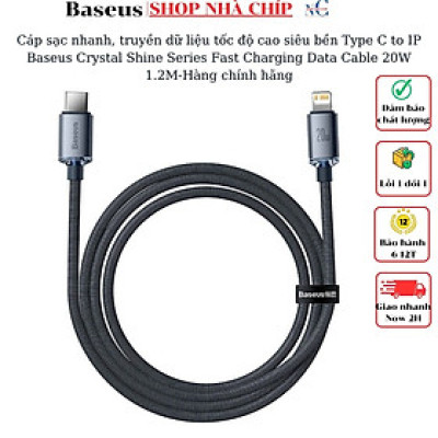 Cáp sạc nhanh, truyền dữ liệu tốc độ cao siêu bền Type C to IP Baseus Crystal Shine Series Fast Charging Data Cable 20W- Hàng chính hãng