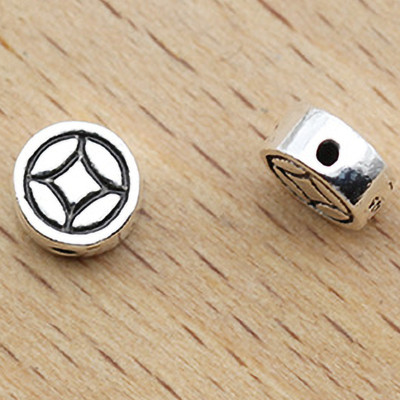 Combo 3 charm bạc xỏ ngang họa tiết đồng tiền - Ngọc Quý Gemstones