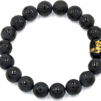 Vòng tay chuỗi hạt thạch anh phật chú 10 ly Thái tuế phù DTTD11