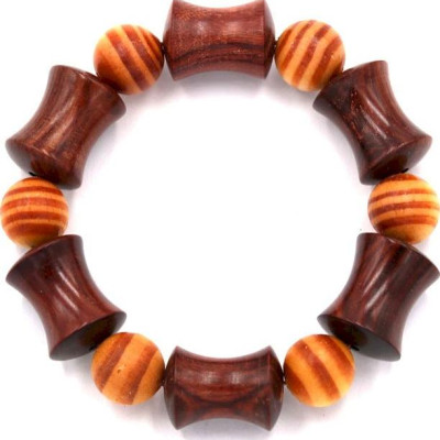 Vòng tay chuỗi hạt gỗ hồng hình ống tre HMS10