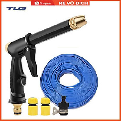Bộ dây và vòi xịt rửa xe tưới cây tăng áp,vòi xịt rửa,vòi tưới cây 810-2621 (dây vàng- cút nối đen)