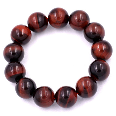 Vòng tay chuỗi hạt đá mắt hổ đỏ đen 16 ly 14 hạt